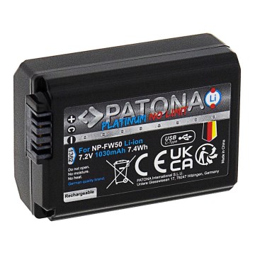 PATONA - Sony NP-FW50 batteri 1030mAh Li-Ion Platinum med USB-C laddning