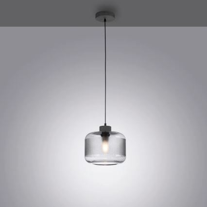 Paul Neuhaus 2005-25 - Ljuskrona med textilsladd BOLETUS 1xE27/10W/230V diameter 23,5 cm grå