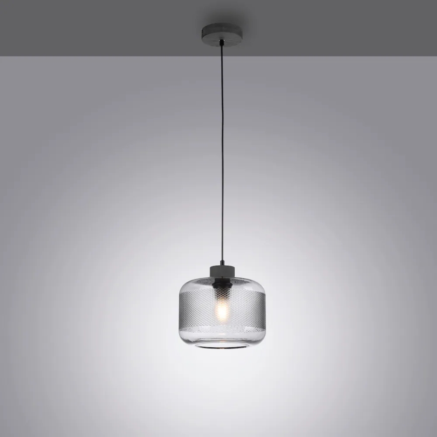 Paul Neuhaus 2005-25 - Ljuskrona med textilsladd BOLETUS 1xE27/10W/230V diameter 23,5 cm grå