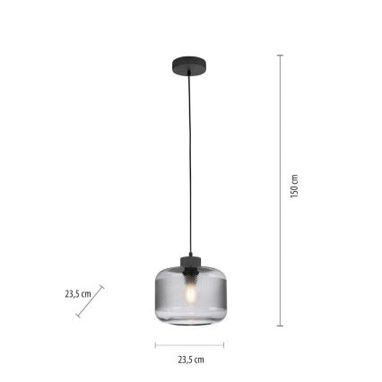 Paul Neuhaus 2005-25 - Ljuskrona med textilsladd BOLETUS 1xE27/10W/230V diameter 23,5 cm grå
