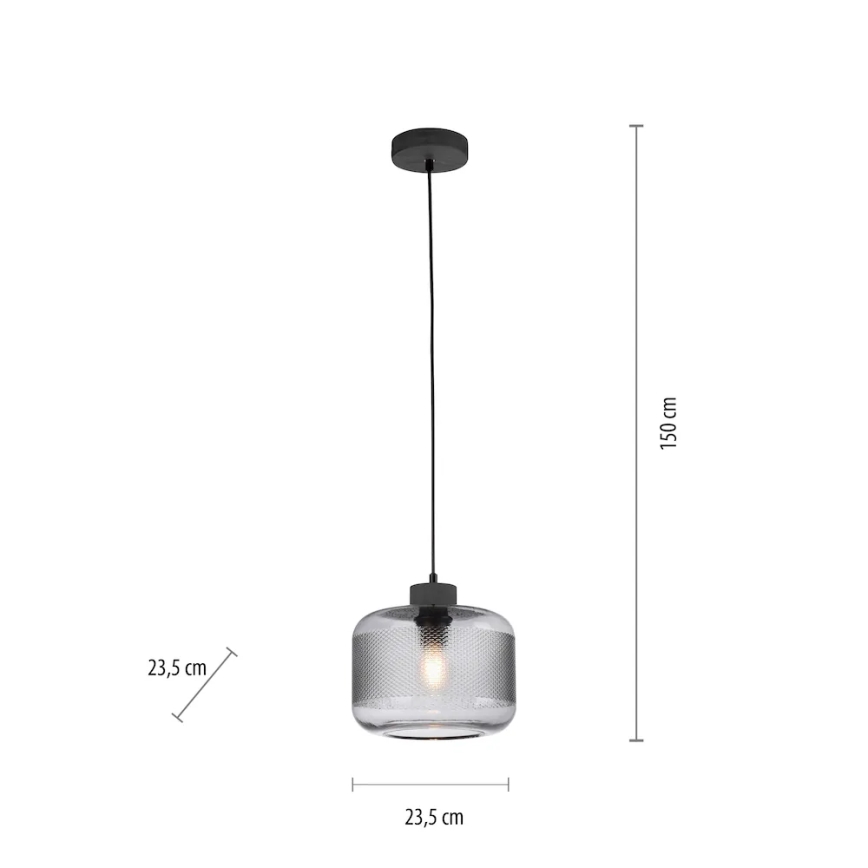 Paul Neuhaus 2005-25 - Ljuskrona med textilsladd BOLETUS 1xE27/10W/230V diameter 23,5 cm grå