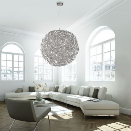 Paul Neuhaus 2019-21 - Taklampa på vajer SAREA 15xG9/40W/230V silverfärgad