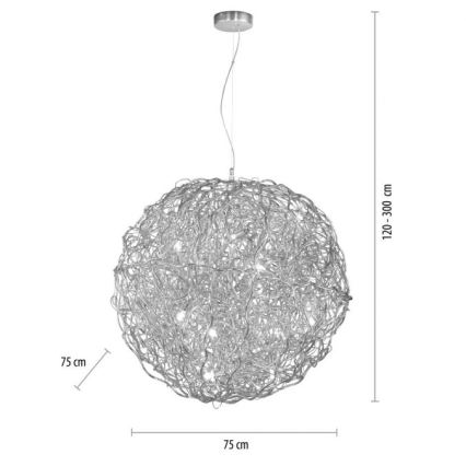 Paul Neuhaus 2019-21 - Taklampa på vajer SAREA 15xG9/40W/230V silverfärgad