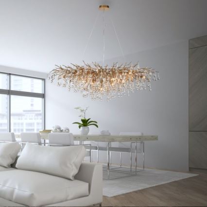 Paul Neuhaus 2031-11 - Ljuskrona med textilsladd ICICLE 15xG9/40W/230V 75x150 cm mässing