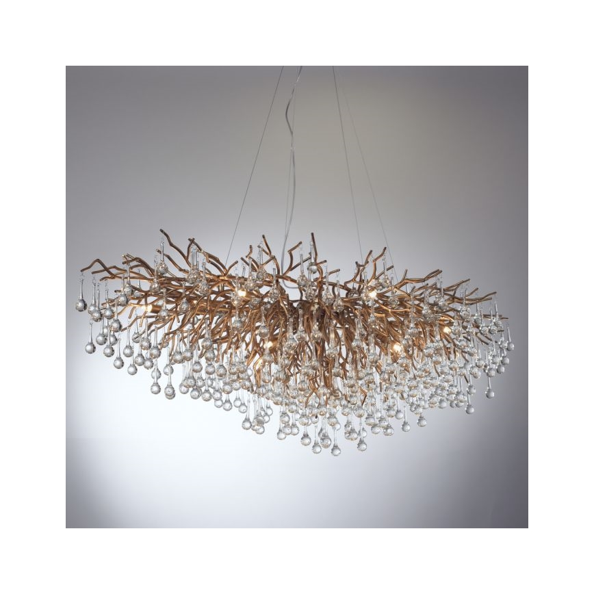 Paul Neuhaus 2031-11 - Ljuskrona med textilsladd ICICLE 15xG9/40W/230V 75x150 cm mässing