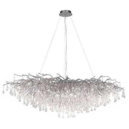 Paul Neuhaus 2031-55 - Ljuskrona med textilsladd ICICLE 15xG9/40W/230V 75x150 cm skinande krom