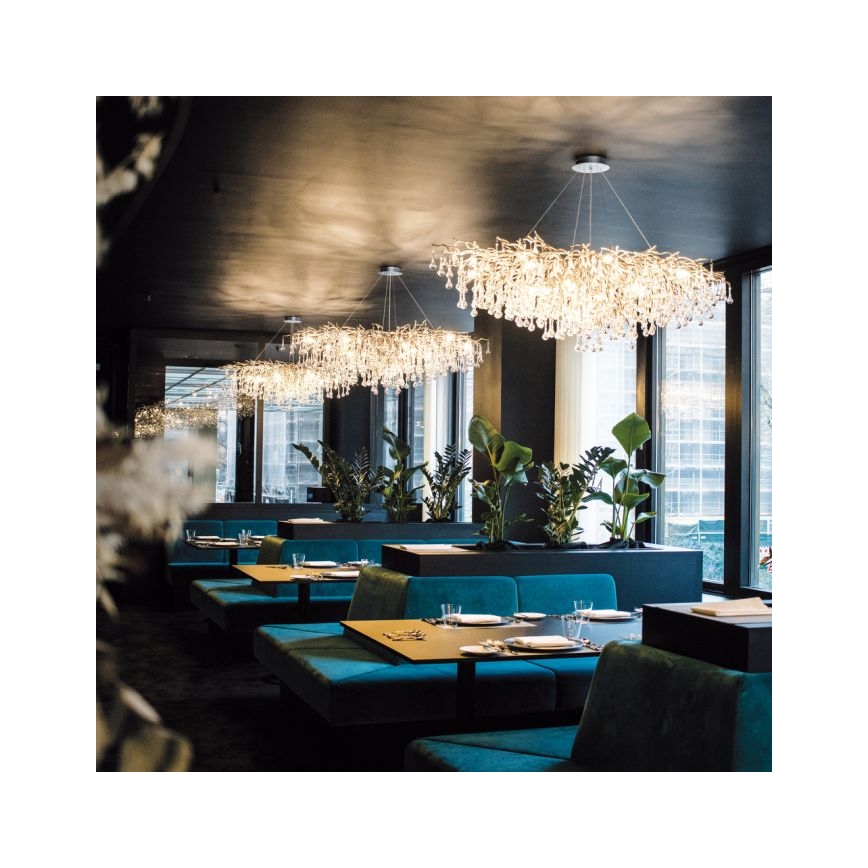 Paul Neuhaus 2031-55 - Ljuskrona med textilsladd ICICLE 15xG9/40W/230V 75x150 cm skinande krom