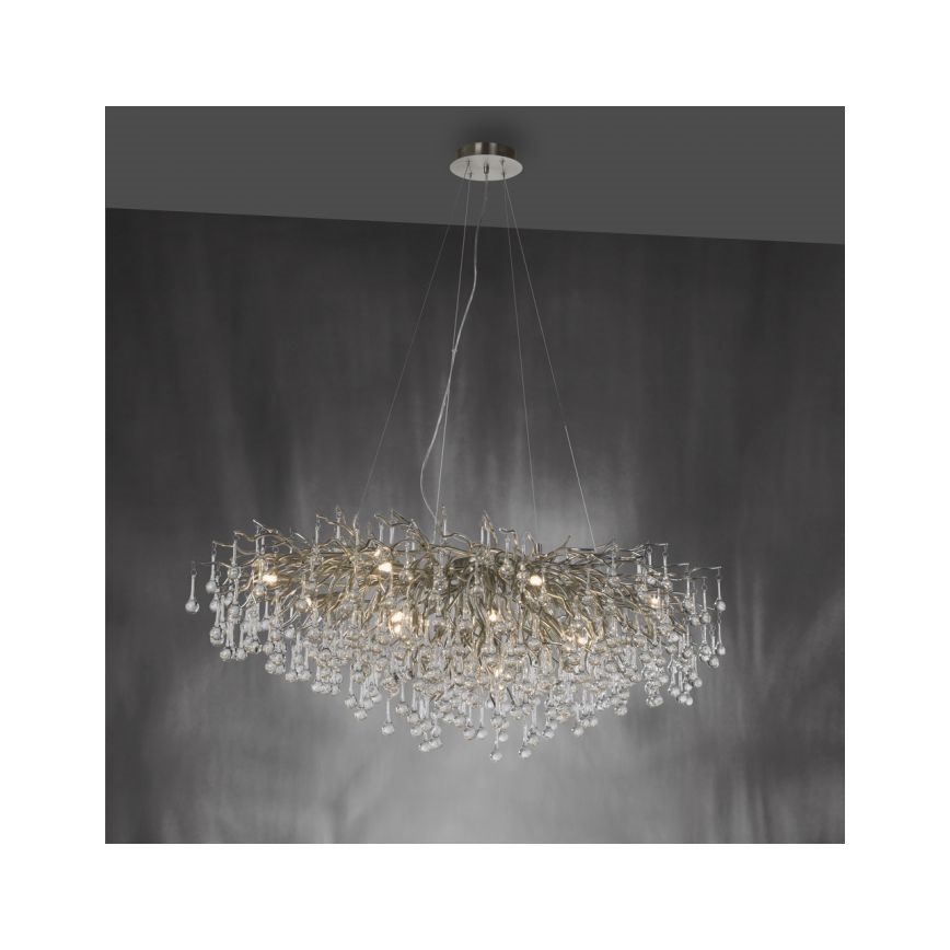 Paul Neuhaus 2031-55 - Ljuskrona med textilsladd ICICLE 15xG9/40W/230V 75x150 cm skinande krom