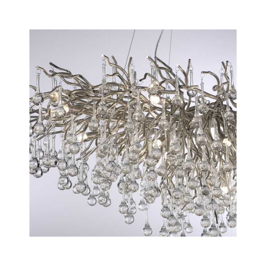 Paul Neuhaus 2031-55 - Ljuskrona med textilsladd ICICLE 15xG9/40W/230V 75x150 cm skinande krom