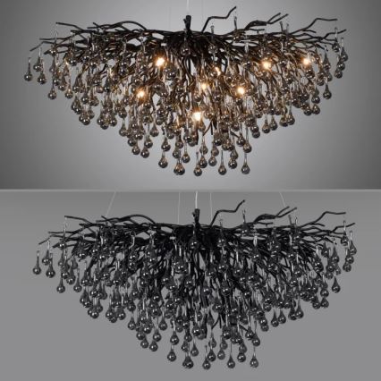 Paul Neuhaus 2192-18 - ICICLE pendellampa på vajer 10xG9/40W/230V 50x100 cm svart