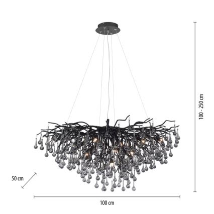 Paul Neuhaus 2192-18 - ICICLE pendellampa på vajer 10xG9/40W/230V 50x100 cm svart