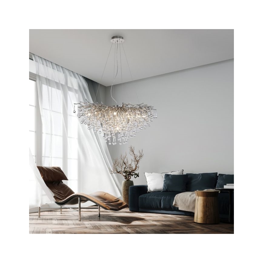 Paul Neuhaus 2192-55 - Taklampa ICICLE 10xG9/40W/230V 50x100 cm blank krom