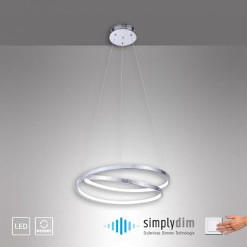 Paul Neuhaus 2472-21 - Dimbar LED-lampakrona med snöre ROMAN LED/30W/230V krom