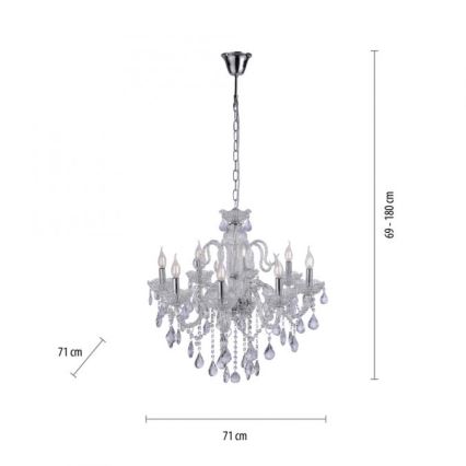Paul Neuhaus 3081-00 - Kristallkrona med kedja GRACIA 8xE14/40W/230V