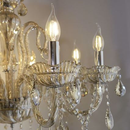 Paul Neuhaus 3081-97 - Kristallkrona med kedja GRACIA 8xE14/40W/230V guld