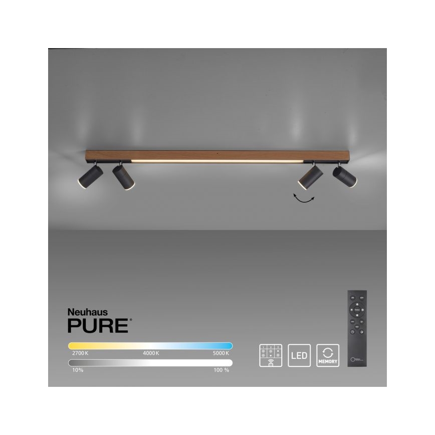 Paul Neuhaus 6121-79 - LED ljusreglerad spotlight PURE 4xLED/4W/230V + LED/9W 2700-5000K + fjärrkontroll