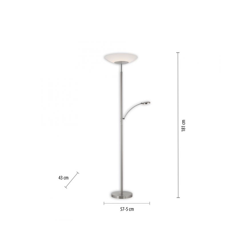 Paul Neuhaus 655-55 - LED Dimbar golvlampa ALFRED 1xLED/28W+1xLED/4W/230V skinande krom