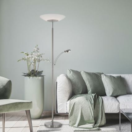 Paul Neuhaus 655-55 - LED-dimmbar golvlampa ALFRED LED/28W+LED/4W/230V blank krom