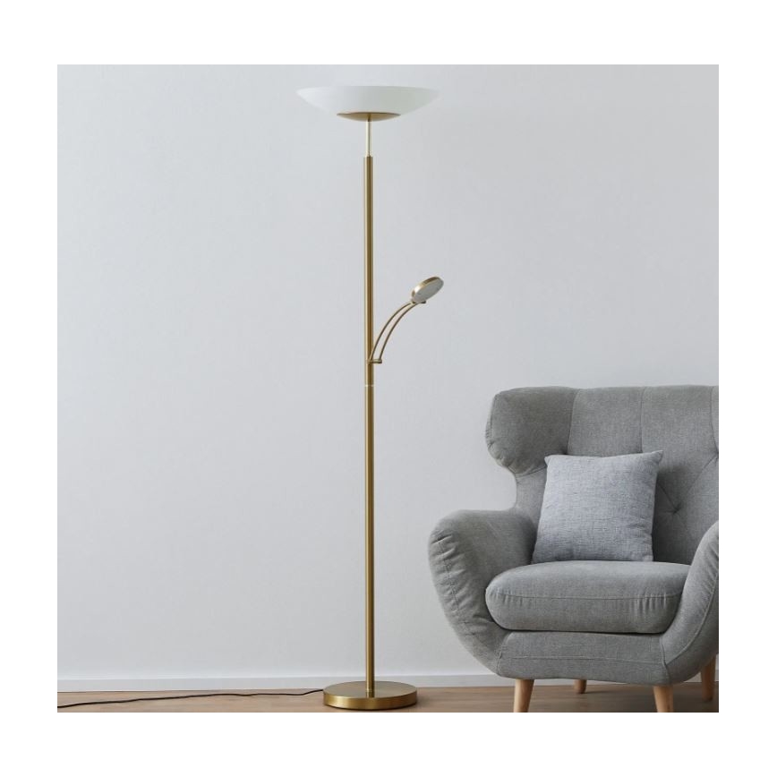 Paul Neuhaus 655-60 - Dimbar LED-golvlampa ALFRED LED/28W/230V+LED/4W/230V mässing