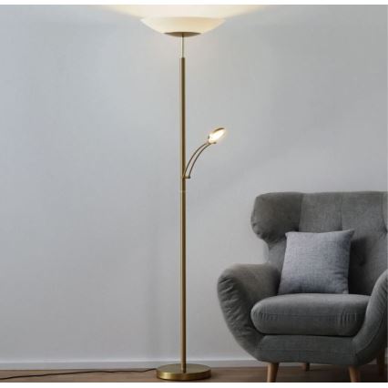 Paul Neuhaus 655-60 - Dimbar LED-golvlampa ALFRED LED/28W/230V+LED/4W/230V mässing