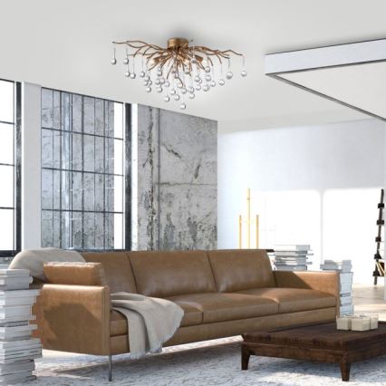 Paul Neuhaus 8090-11 - Ytmonterad ljuskrona ICICLE 4xG9/40W/230V 30x60 cm mässing