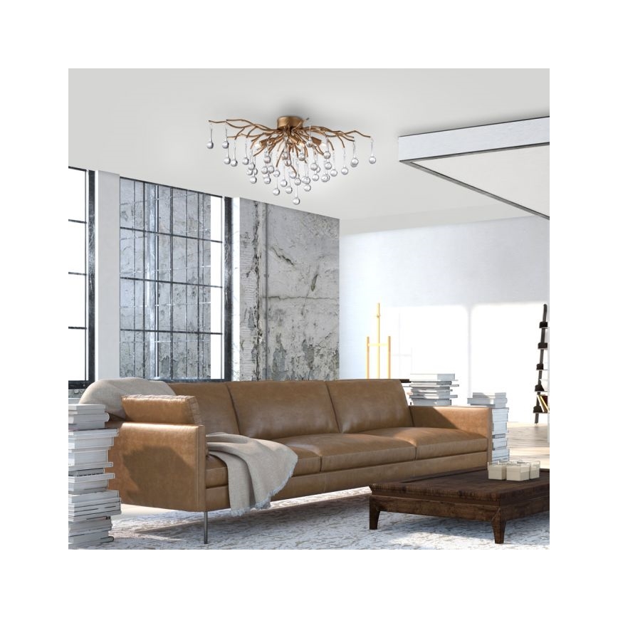 Paul Neuhaus 8090-11 - Ytmonterad ljuskrona ICICLE 4xG9/40W/230V 30x60 cm mässing