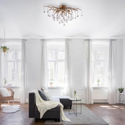 Paul Neuhaus 8090-11 - Ytmonterad ljuskrona ICICLE 4xG9/40W/230V 30x60 cm mässing