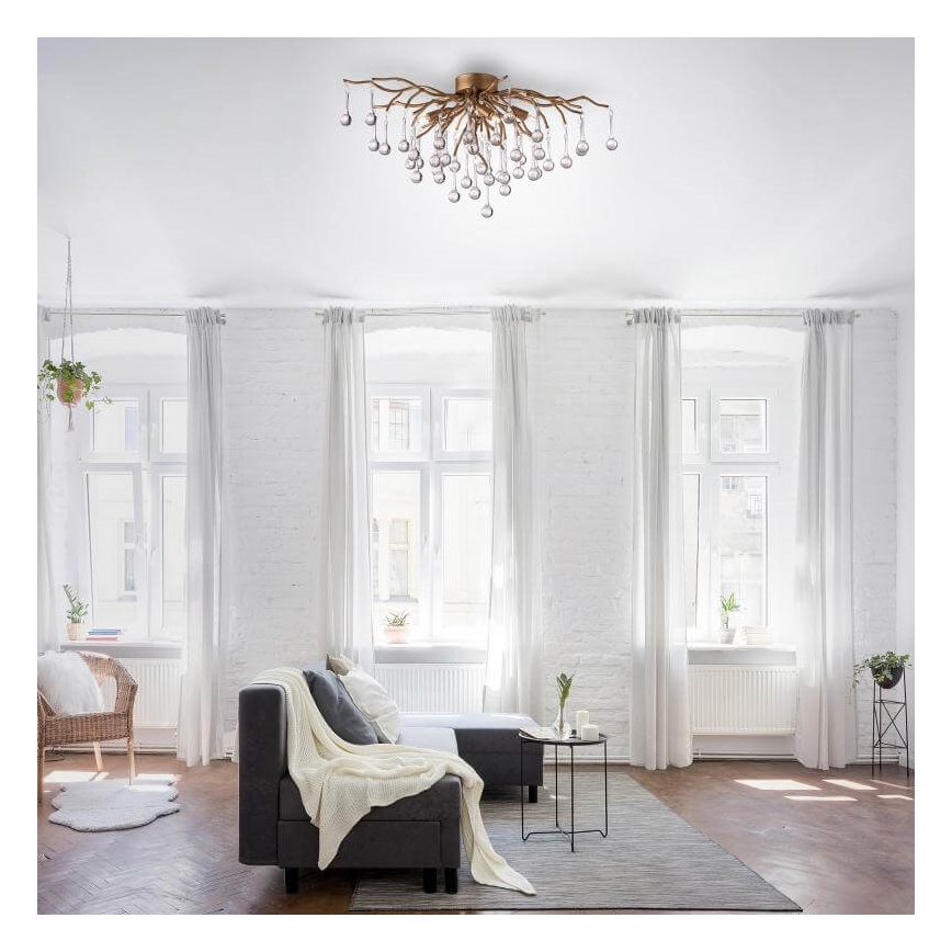 Paul Neuhaus 8090-11 - Ytmonterad ljuskrona ICICLE 4xG9/40W/230V 30x60 cm mässing