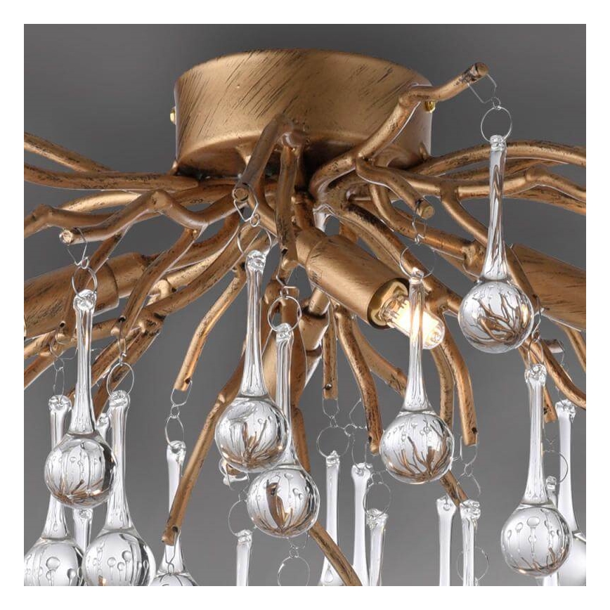 Paul Neuhaus 8090-11 - Ytmonterad ljuskrona ICICLE 4xG9/40W/230V 30x60 cm mässing