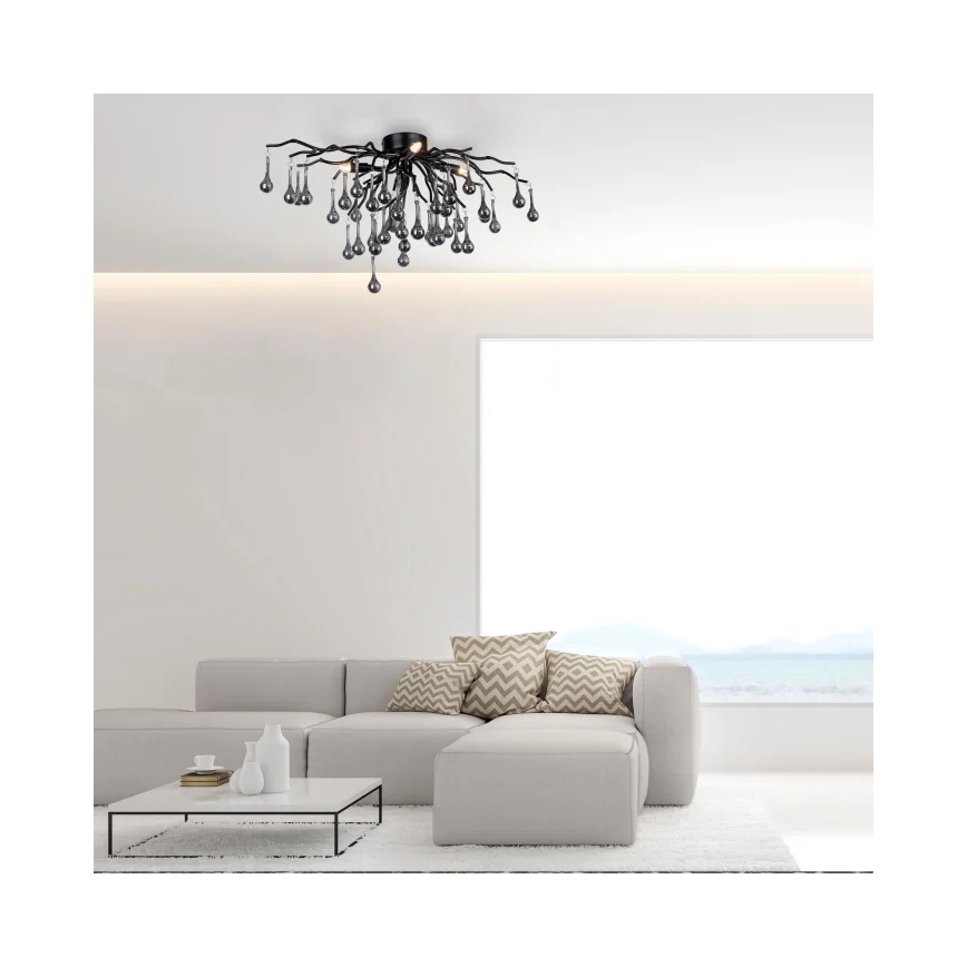 Paul Neuhaus 8090-18 - Ytmonterad taklampa ICICLE 4xG9/40W/230V 30x60 cm svart