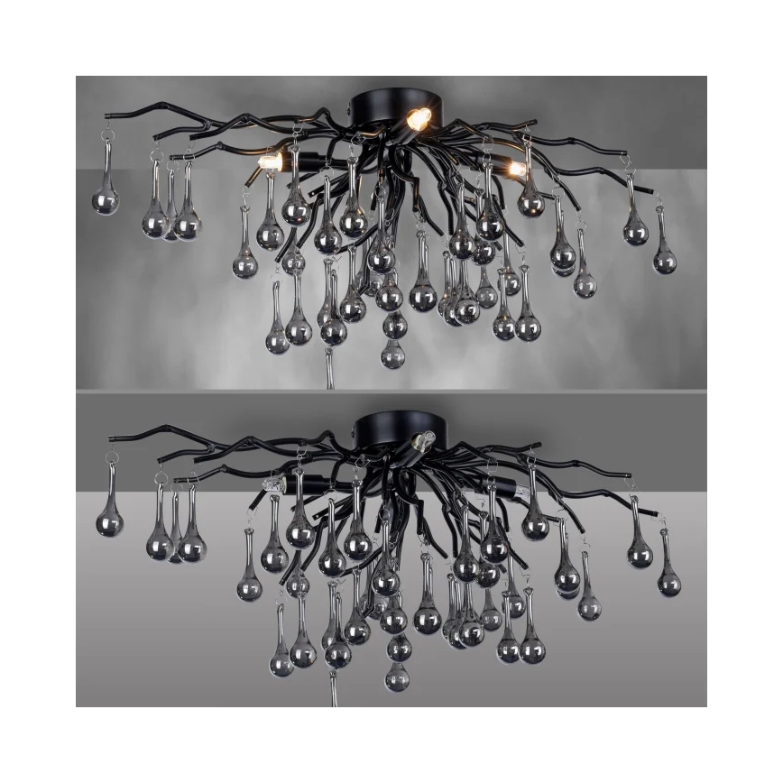 Paul Neuhaus 8090-18 - Ytmonterad taklampa ICICLE 4xG9/40W/230V 30x60 cm svart