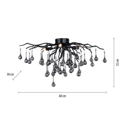 Paul Neuhaus 8090-18 - Ytmonterad taklampa ICICLE 4xG9/40W/230V 30x60 cm svart