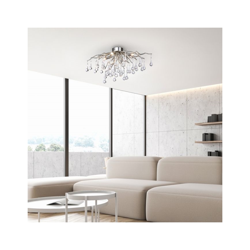 Paul Neuhaus 8090-55 - Ytmonterad ljuskrona ICICLE 4xG9/40W/230V 30x60 cm skinande krom