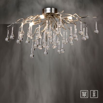 Paul Neuhaus 8090-55 - Ytmonterad ljuskrona ICICLE 4xG9/40W/230V 30x60 cm skinande krom