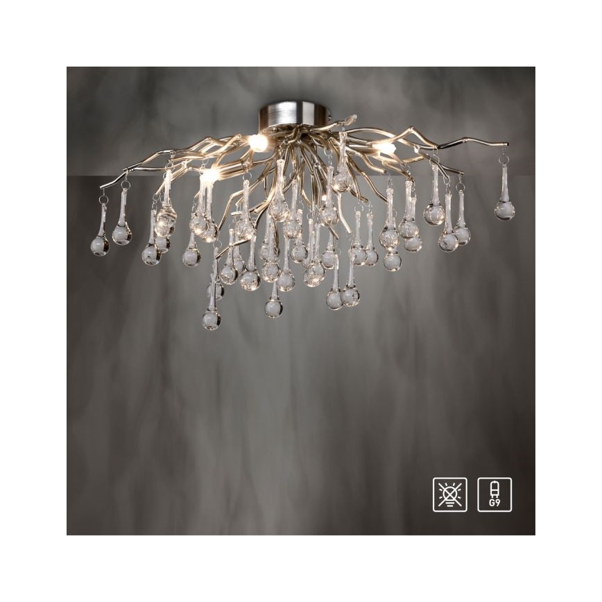 Paul Neuhaus 8090-55 - Ytmonterad ljuskrona ICICLE 4xG9/40W/230V 30x60 cm skinande krom