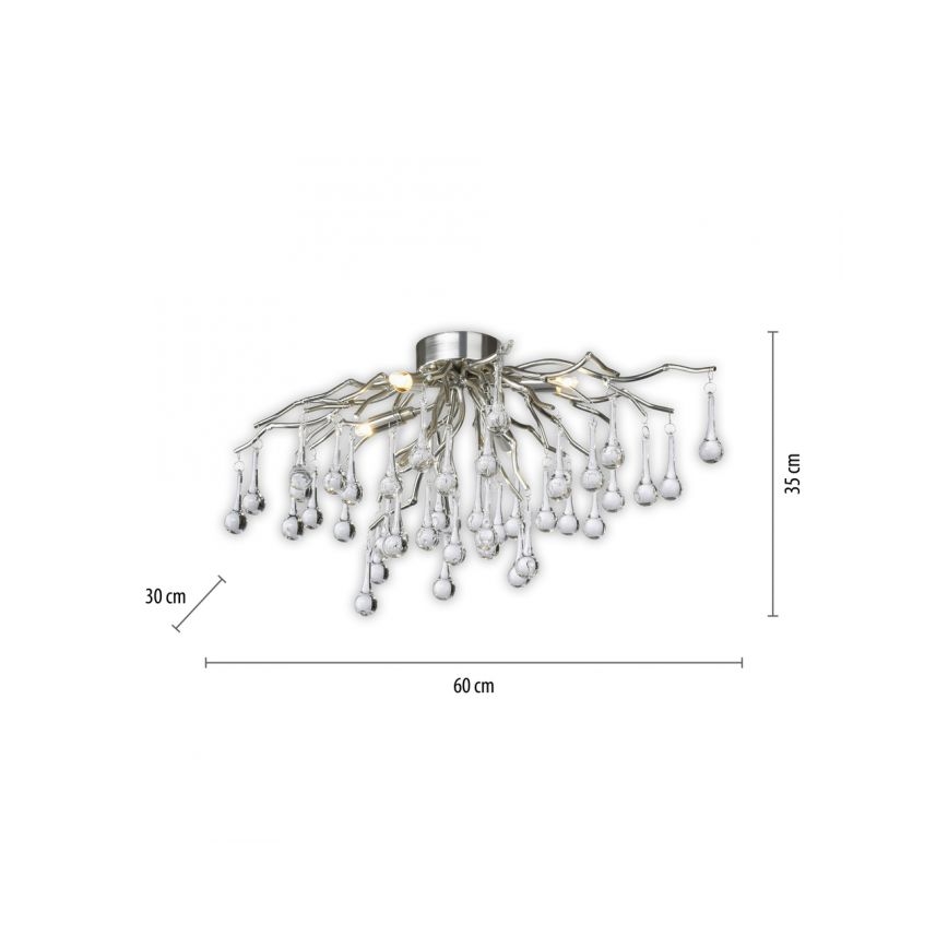 Paul Neuhaus 8090-55 - Ytmonterad ljuskrona ICICLE 4xG9/40W/230V 30x60 cm skinande krom