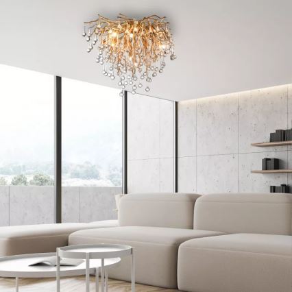 Paul Neuhaus 8091-11 - Ytmonterad ljuskrona ICICLE 9xG9/40W/230V diameter 50 cm mässing