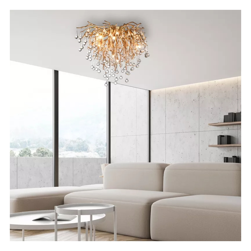 Paul Neuhaus 8091-11 - Ytmonterad ljuskrona ICICLE 9xG9/40W/230V diameter 50 cm mässing