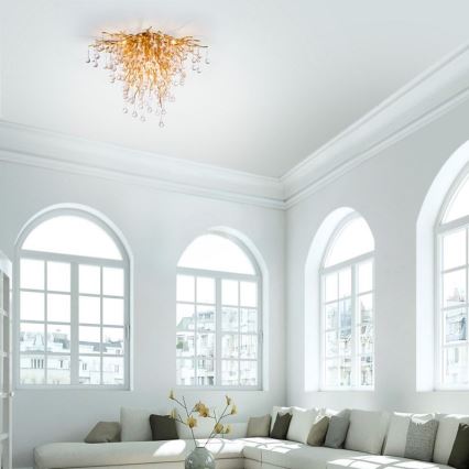 Paul Neuhaus 8091-11 - Ytmonterad ljuskrona ICICLE 9xG9/40W/230V diameter 50 cm mässing