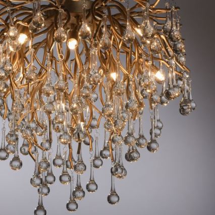 Paul Neuhaus 8091-11 - Ytmonterad ljuskrona ICICLE 9xG9/40W/230V diameter 50 cm mässing