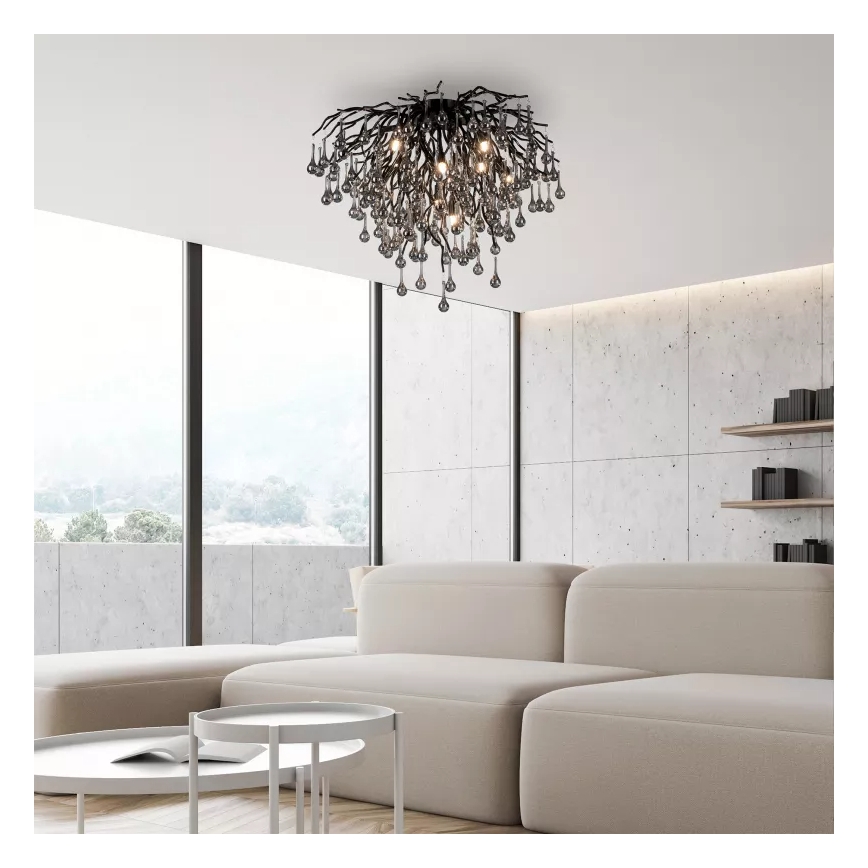 Paul Neuhaus 8091-18 - Ytmonterad taklampa ICICLE 9xG9/40W/230V Ø 50 cm svart