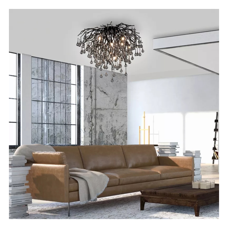 Paul Neuhaus 8091-18 - Ytmonterad taklampa ICICLE 9xG9/40W/230V Ø 50 cm svart