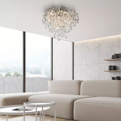 Paul Neuhaus 8091-55 - Ytmonterad ljuskrona ICICLE 9xG9/40W/230V diameter 50 cm skinande krom