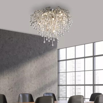 Paul Neuhaus 8091-55 - Ytmonterad ljuskrona ICICLE 9xG9/40W/230V diameter 50 cm skinande krom