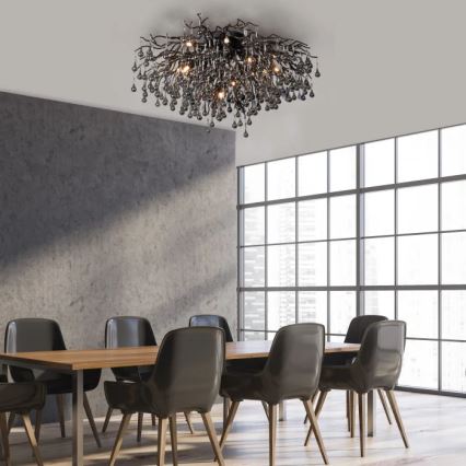 Paul Neuhaus 8092-18 - ICICLE ytmonterad ljuskrona, 14xG9/40W/230V, Ø 100 cm, svart