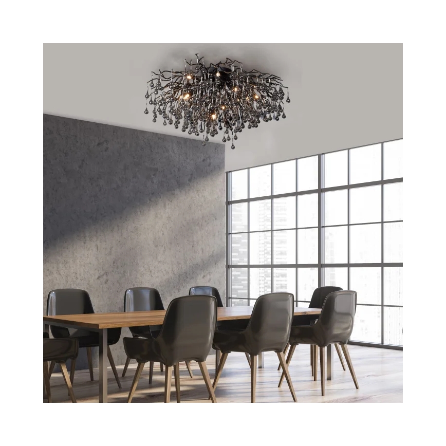 Paul Neuhaus 8092-18 - ICICLE ytmonterad ljuskrona, 14xG9/40W/230V, Ø 100 cm, svart