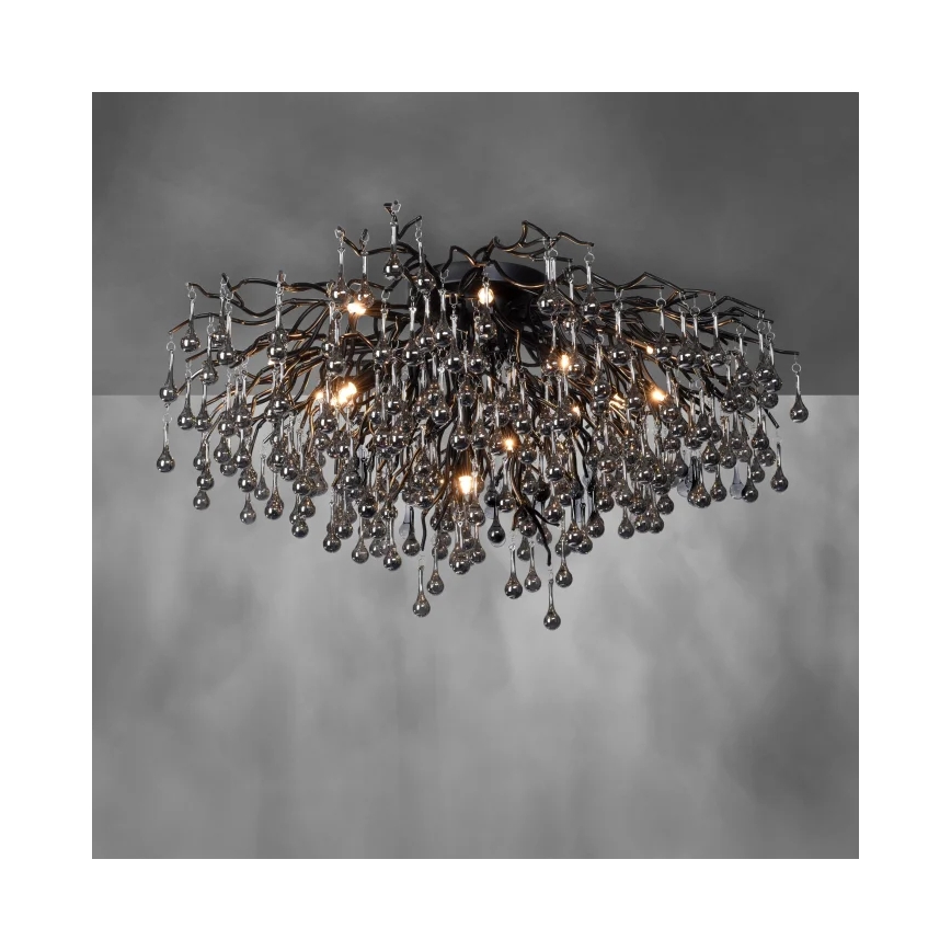 Paul Neuhaus 8092-18 - ICICLE ytmonterad ljuskrona, 14xG9/40W/230V, Ø 100 cm, svart