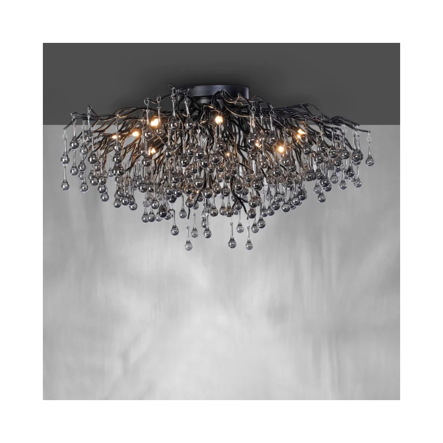 Paul Neuhaus 8092-18 - ICICLE ytmonterad ljuskrona, 14xG9/40W/230V, Ø 100 cm, svart