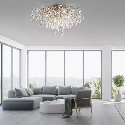 Paul Neuhaus 8092-55 - Ytmonterad taklampa ICICLE 14xG9/40W/230V Ø 100 cm blank krom