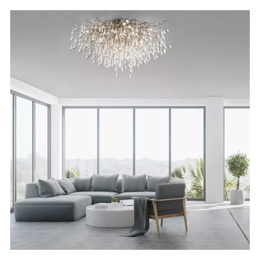 Paul Neuhaus 8092-55 - Ytmonterad taklampa ICICLE 14xG9/40W/230V Ø 100 cm blank krom